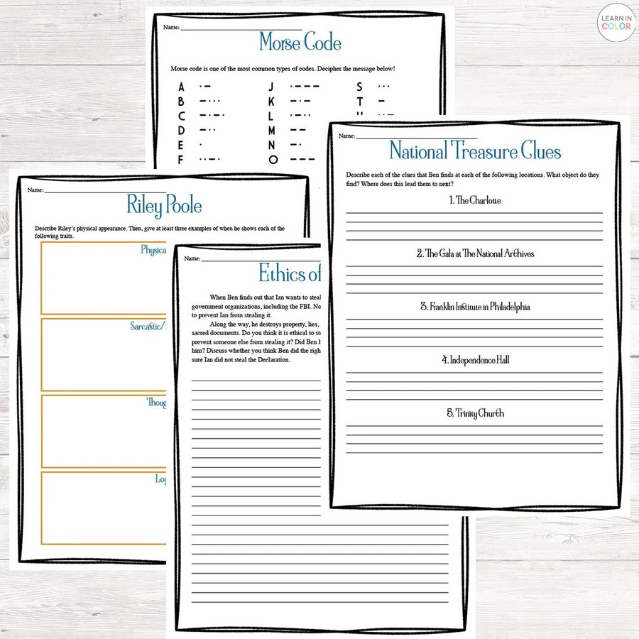 National treasure movie guide sheet answers