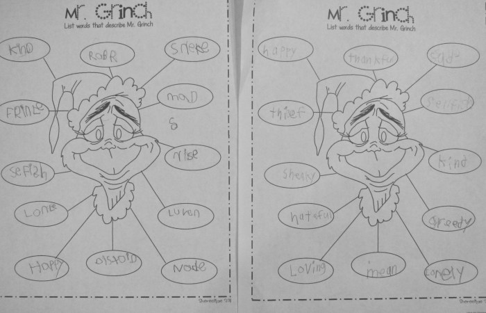 How the grinch stole christmas worksheets